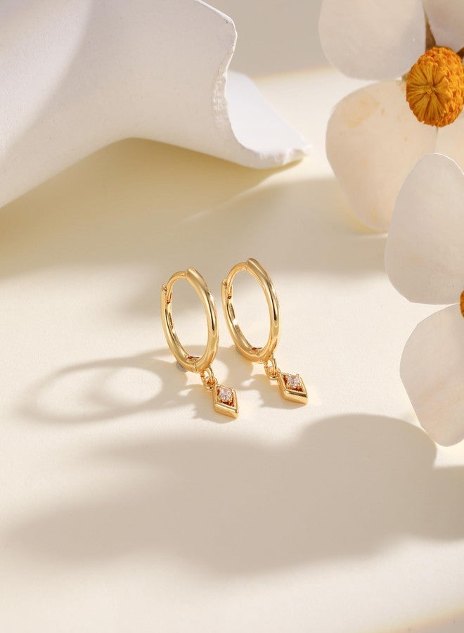 MFRYK Gold Earrings for Women,14K Gold/Silver Plated Dangle Earrings,Dainty Zircon Pendant Hoop Earrings,Dangling CZ Jewelry Gifts for Women Trendy - Image 2